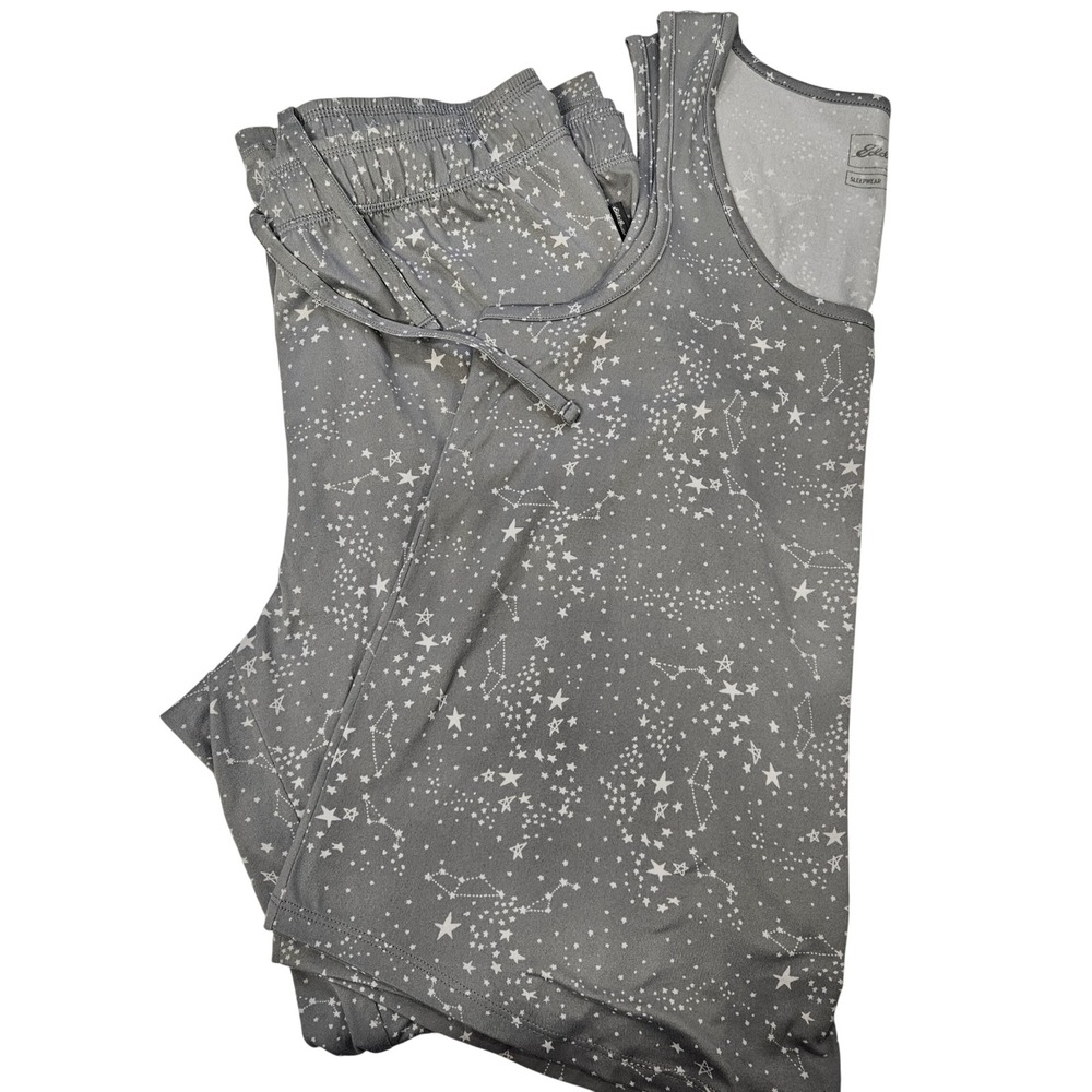 Eddie Bauer Sleepwear Set Tank Pants Women's Size L Stars Galaxy‎